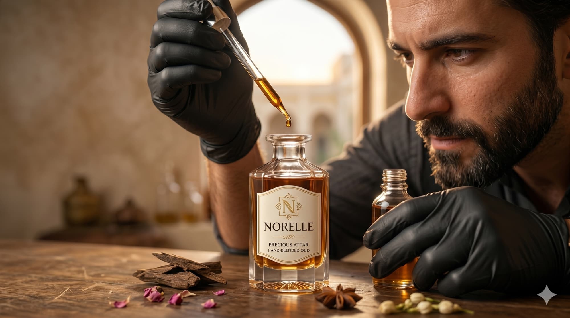 Hand-blending fragrances at Norelle, Ahmedabad